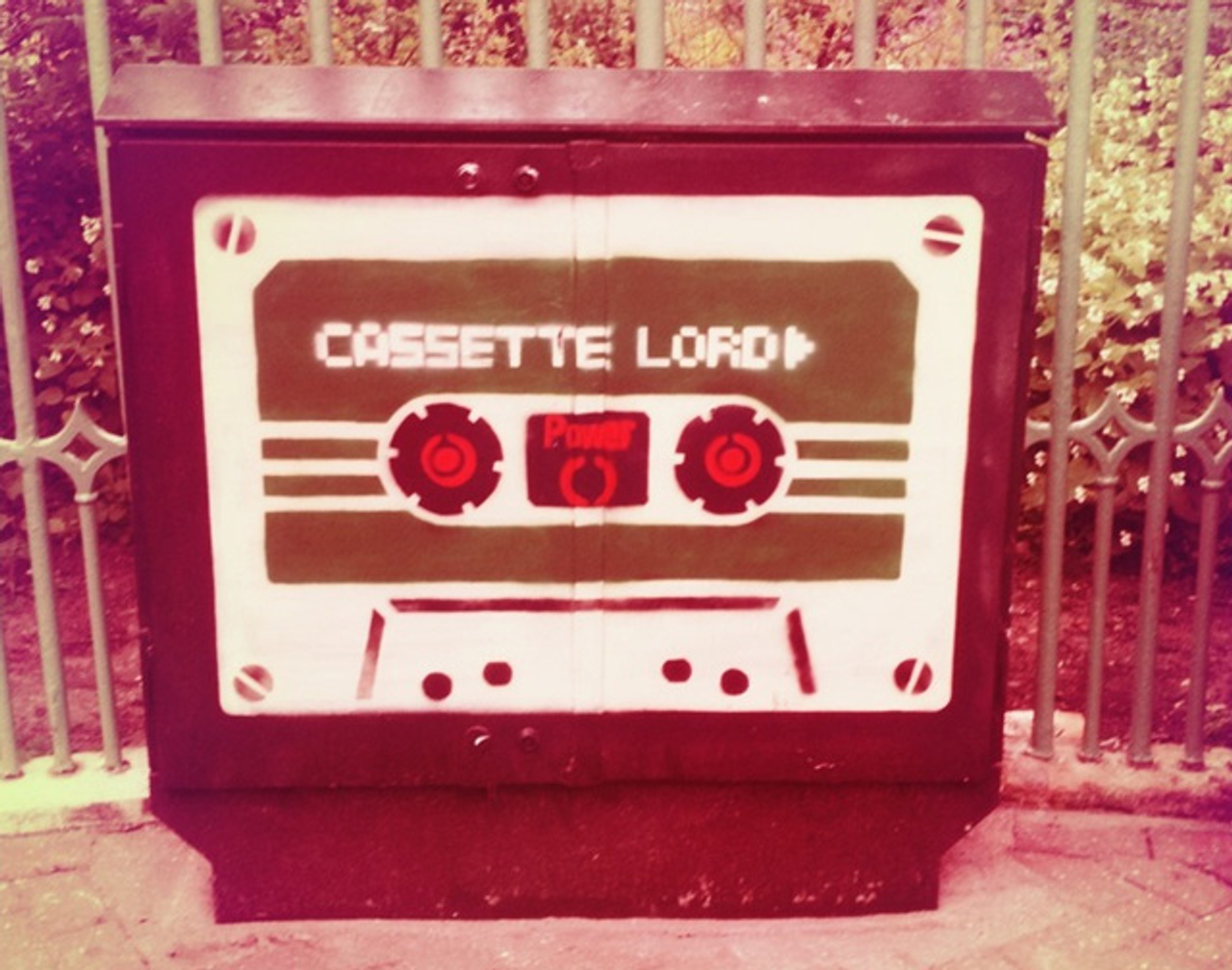 Photograph of cassette tape graffiti
