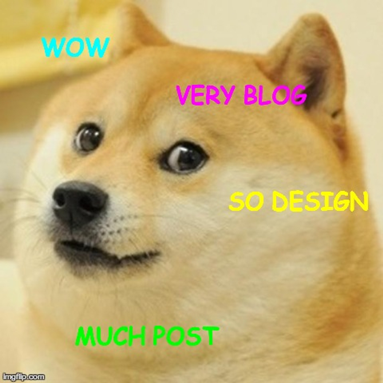 doge meme about new site - wow, very blog, so design, much post